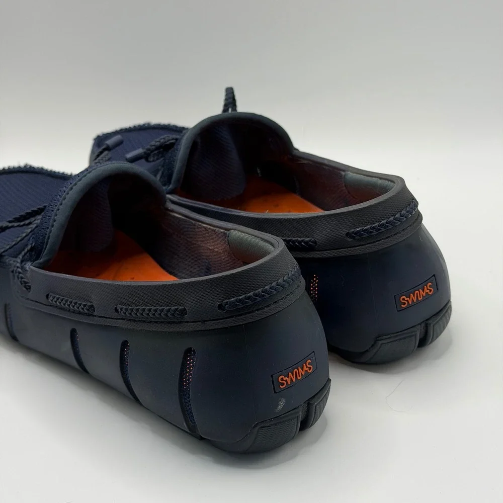 Swims Braided Lace Loafers Navy Blue Mesh Rubber Water Shoes Mens 9